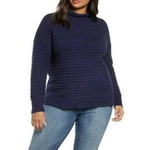 Court & Rowe Speckled Ottoman Turtleneck Sweater Belle Noel Navy Crush Size XXL